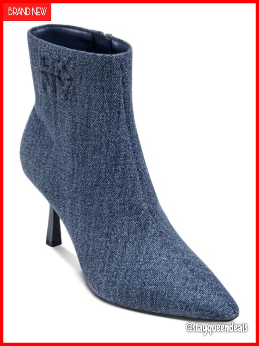 DKNY Niomi Heeled Ankle Bootie Square Toe Block Heel Leather